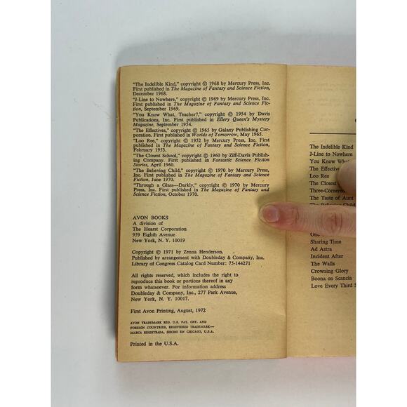 Vintage Science Fiction Paperback Holding Wonder Zenna Henderson 1972 Avon Books - Picture 5 of 6